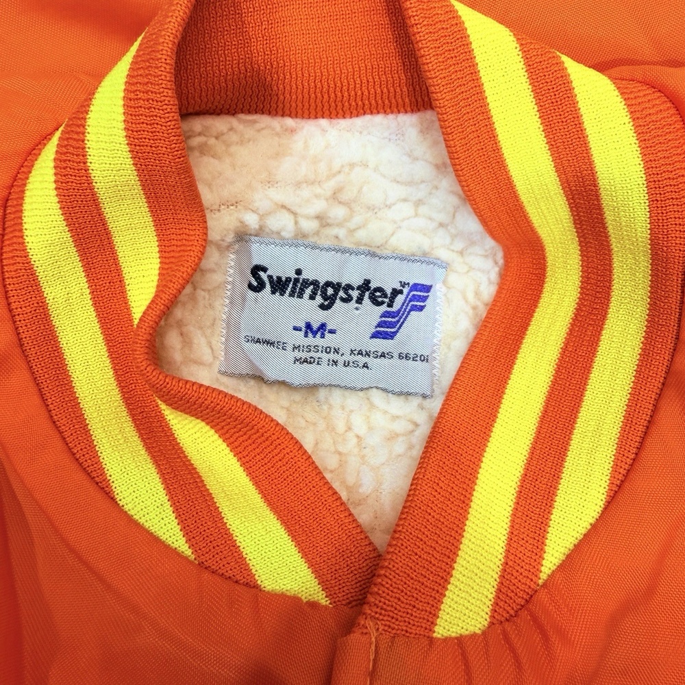Vintage Garst Seed‎ Orange Sherpa Lined Swingster Snap Jacket Adult Med. Orange - Picture 11 of 12